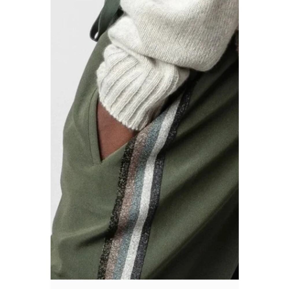 Zadig & Voltaire Khaki Green Pomy Crepe Track Pants sz 36 (S) NWOT - Picture 2 of 5